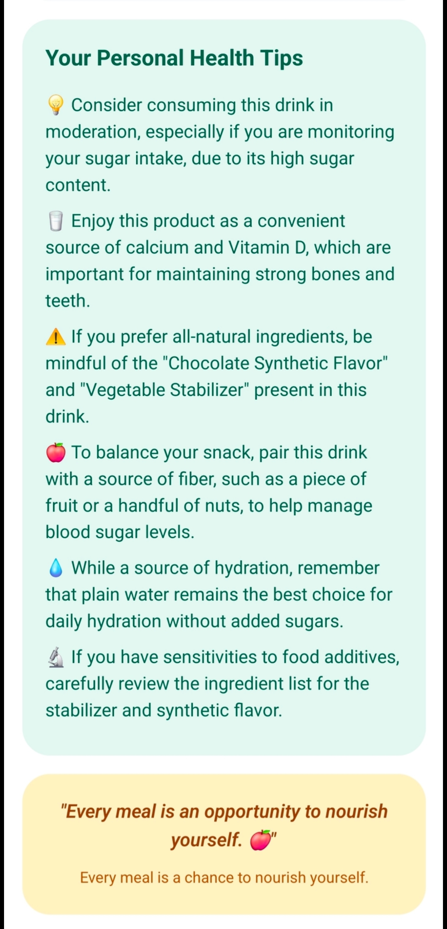 Personal health tips from AI nutrition coach